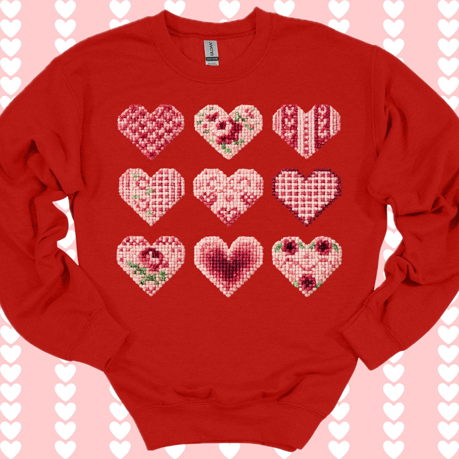 Faux Cross Stitch Hearts